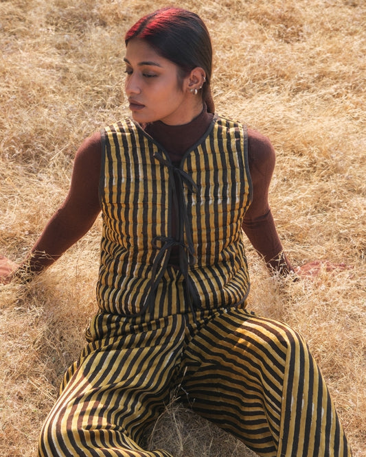 Brown Sadabahar Vest with Ties