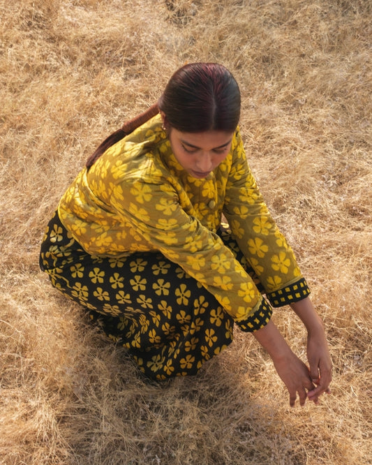 Yellow Sadabahar Reversible Jacket