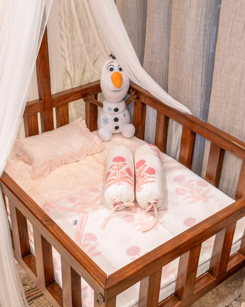 Organic Baby Bedding Set Pink with Kapok Silk Pillow