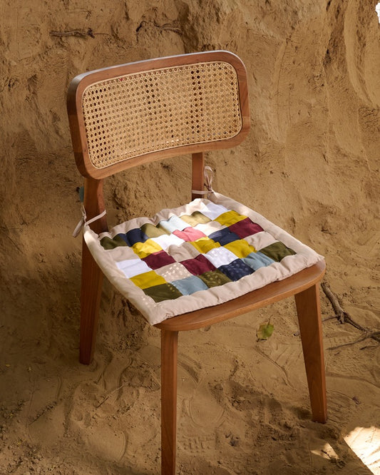 Rang Chaukor Patchwork Chair Cushions (Set of 2)