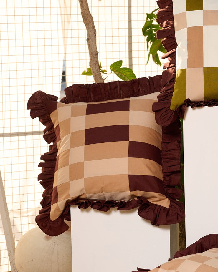 Shades of Thar Patchwork Cushions Covers (Brown)