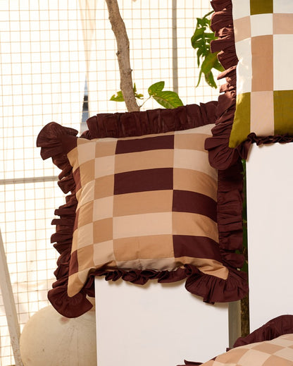 Shades of Thar Patchwork Cushions Covers (Brown)