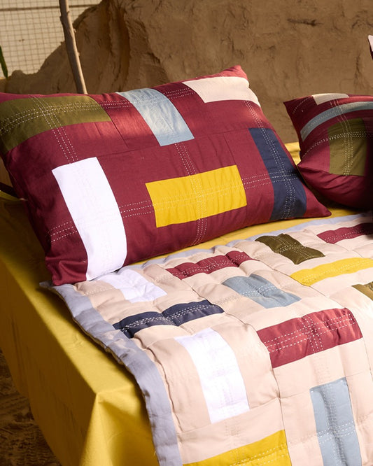 Weave Patchwork Cushion Covers (Merlot)