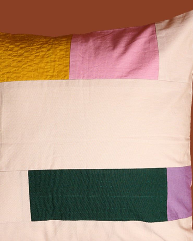 Color Block Patchwork Cushion Covers (Off White)