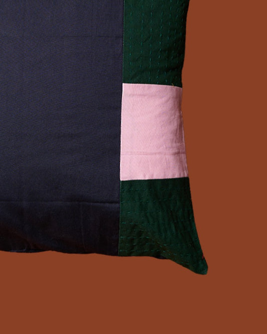 Color Block Patchwork Cushion Covers (Navy Blue)