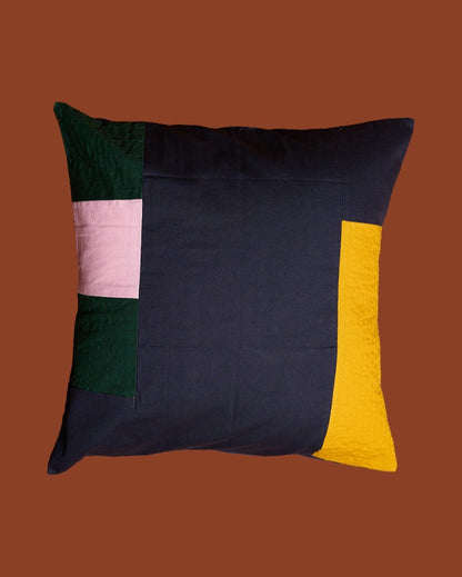 Color Block Patchwork Cushion Covers (Navy Blue)
