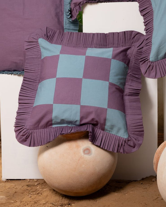 Purple Rain Grid Cushion